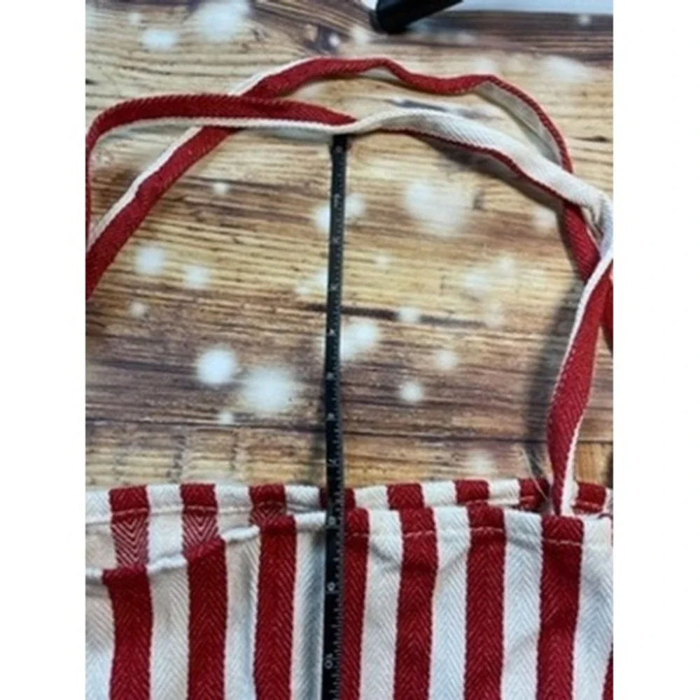 Red and White Striped Woven Cotton Tote Bag Casual Summer Beach‎ Shoulder Bag